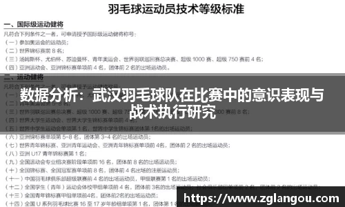 数据分析：武汉羽毛球队在比赛中的意识表现与战术执行研究