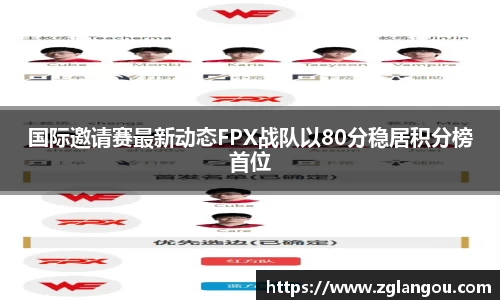 国际邀请赛最新动态FPX战队以80分稳居积分榜首位
